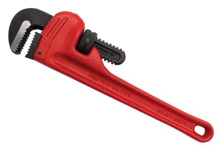 Heavy-Duty Straight Pipe Wrench, 10 in OAL, 1/8 to 1-1/2 in Jaw, Hook Jaw
