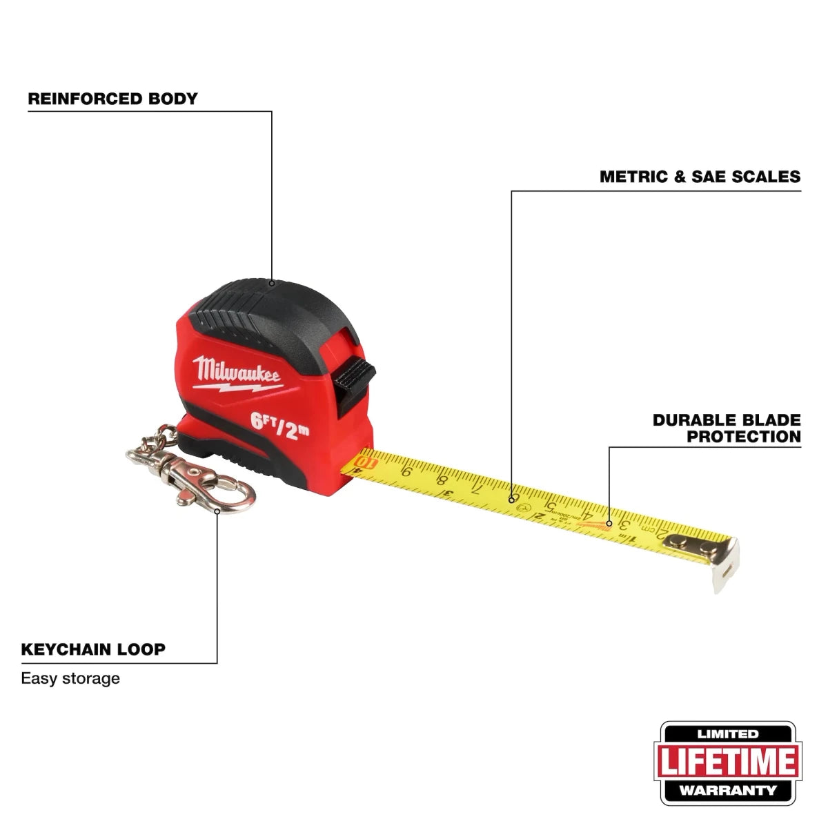 6ft/2m Keychain Tape Measure - AAA Industrial Supply
