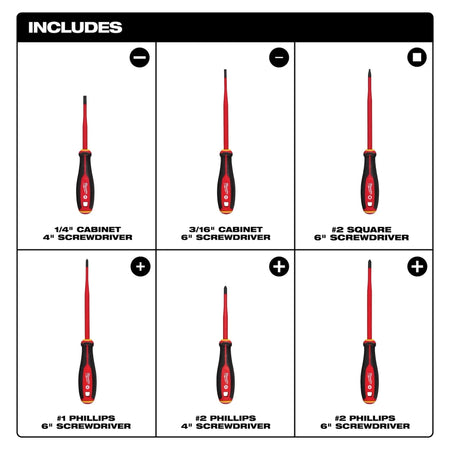 6pc 1000V Insulated Slim Tip Screwdriver Set - AAA Industrial Supply