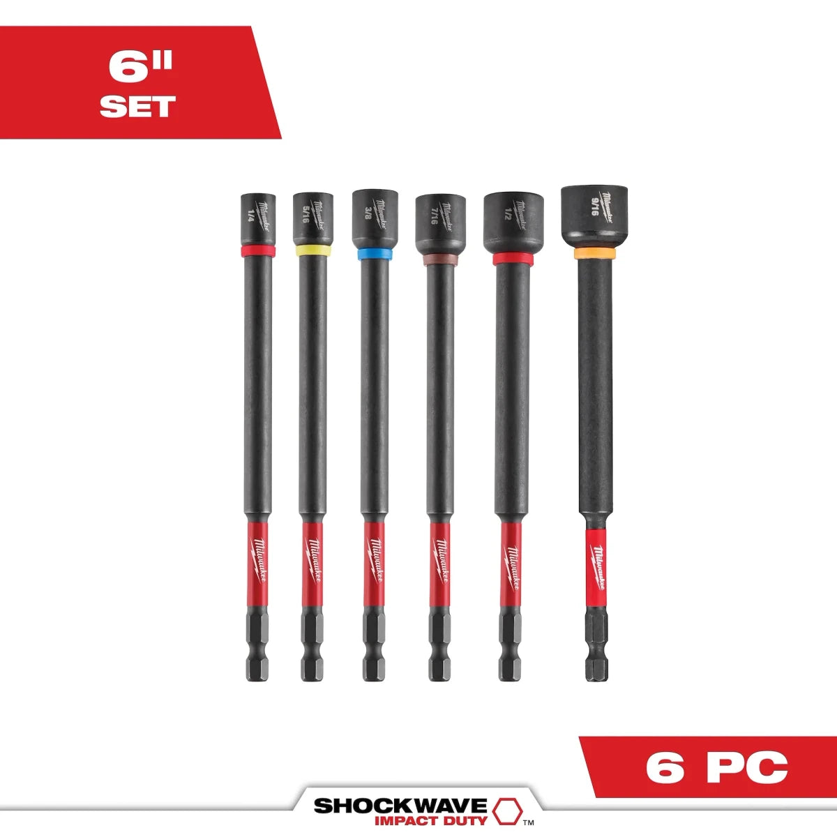 6PC SHOCKWAVE™ Impact Duty 6" Magnetic Nut Driver Set - AAA Industrial Supply
