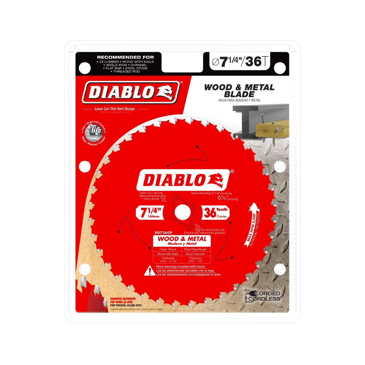 7 - 1/4" x 36 - Teeth Carbide Saw Blade for Wood and Metal - AAA Industrial Supply