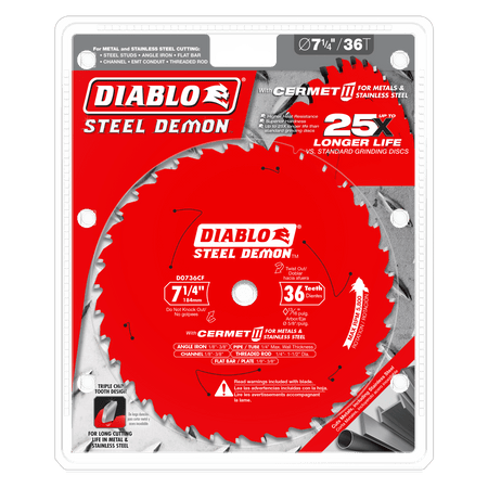7 - 1/4" x 36 - Teeth Steel Demon™ Cermet II Saw Blade for Thick Metal - AAA Industrial Supply