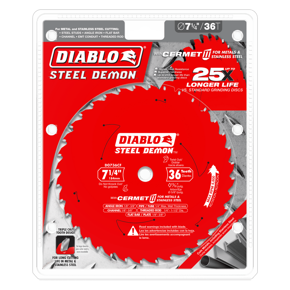 7 - 1/4" x 36 - Teeth Steel Demon™ Cermet II Saw Blade for Thick Metal - AAA Industrial Supply