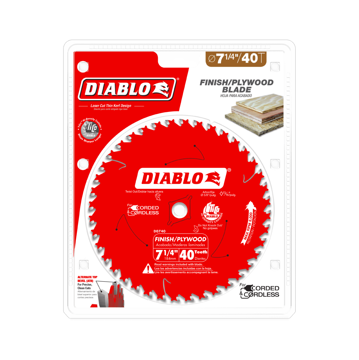 7 - 1/4" x 40 - Teeth Finish Saw Blade for Wood - AAA Industrial Supply