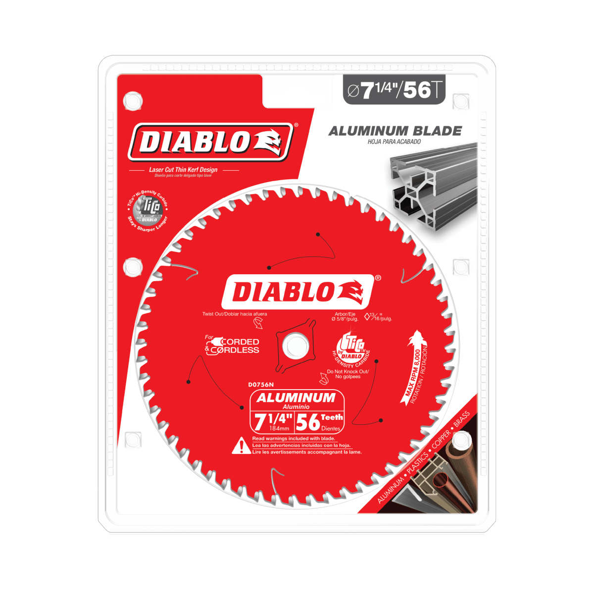 7 - 1/4" x 56 - Teeth Saw Blade for Aluminum - AAA Industrial Supply