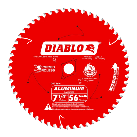7 - 1/4" x 56 Tooth Thick Aluminum Cutting Saw Blade - AAA Industrial Supply