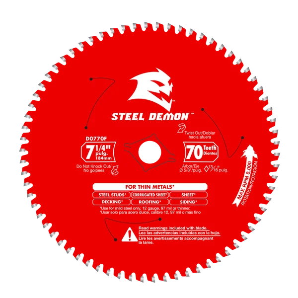 7 - 1/4" x 70 Teeth Steel Demon™ Carbide - Tipped Saw Blade for Metal - AAA Industrial Supply