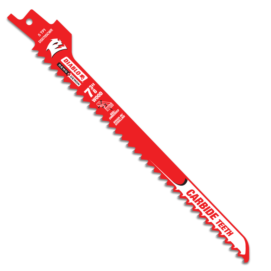 7 - 3/8" 5TPI Demo Demon™ Carbide Teeth Reciprocating Saw Blades for Rough - In/Scrolling - AAA Industrial Supply