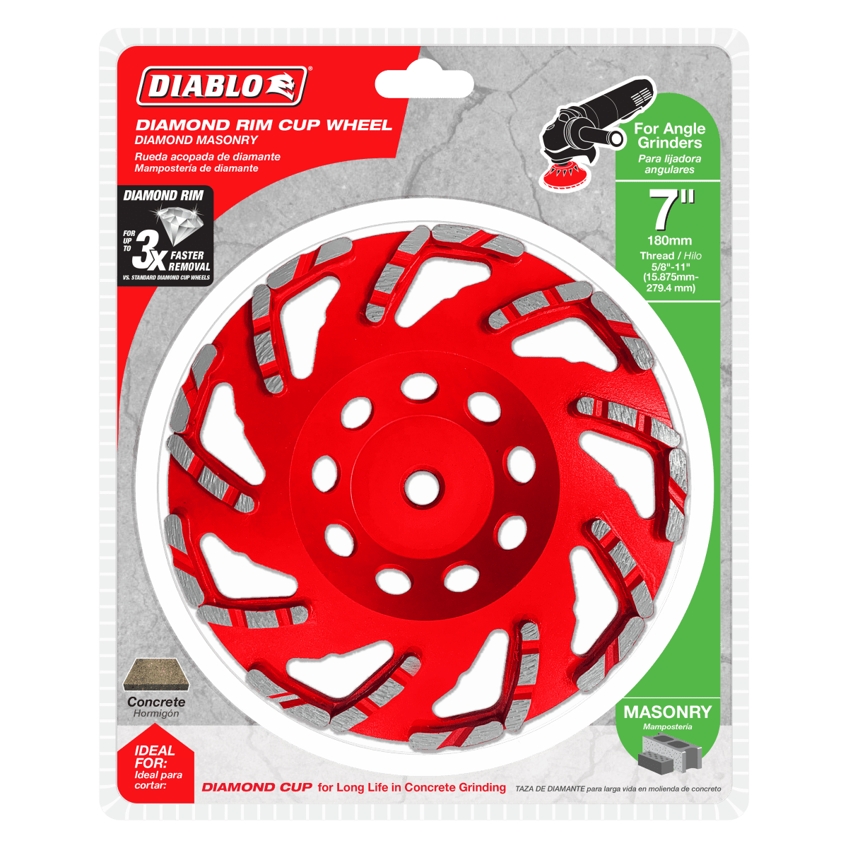 7" Diamond Rim Cup Wheel for Masonry - AAA Industrial Supply