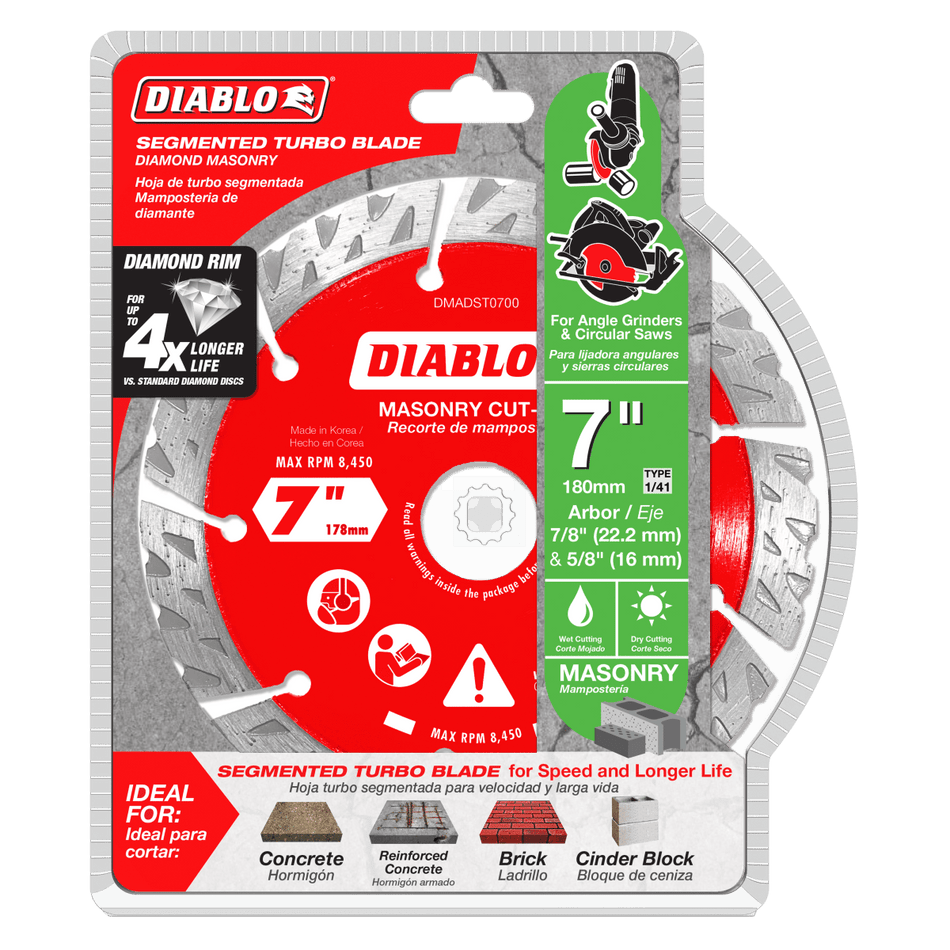 7" Diamond Segmented Turbo Masonry Cut - Off Blade - AAA Industrial Supply
