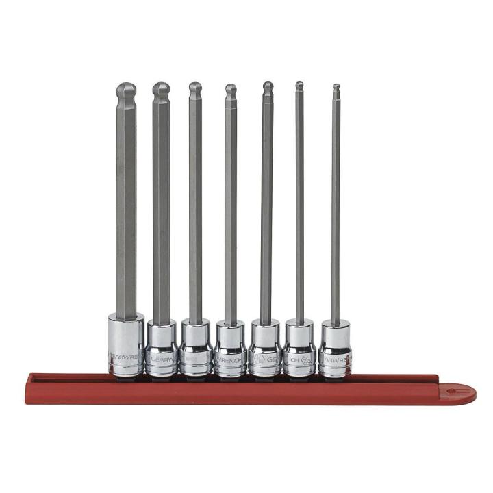 7 Piece 3/8" Drive Long Ball End Hex Bit SAE Socket Set - AAA Industrial Supply