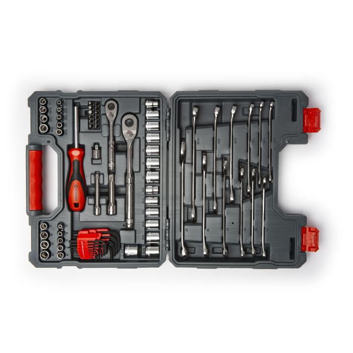 70 Piece 1/4" & 3/8" Drive 6 & 12 Point Standard SAE/Metric Mechanics Tool Set - AAA Industrial Supply