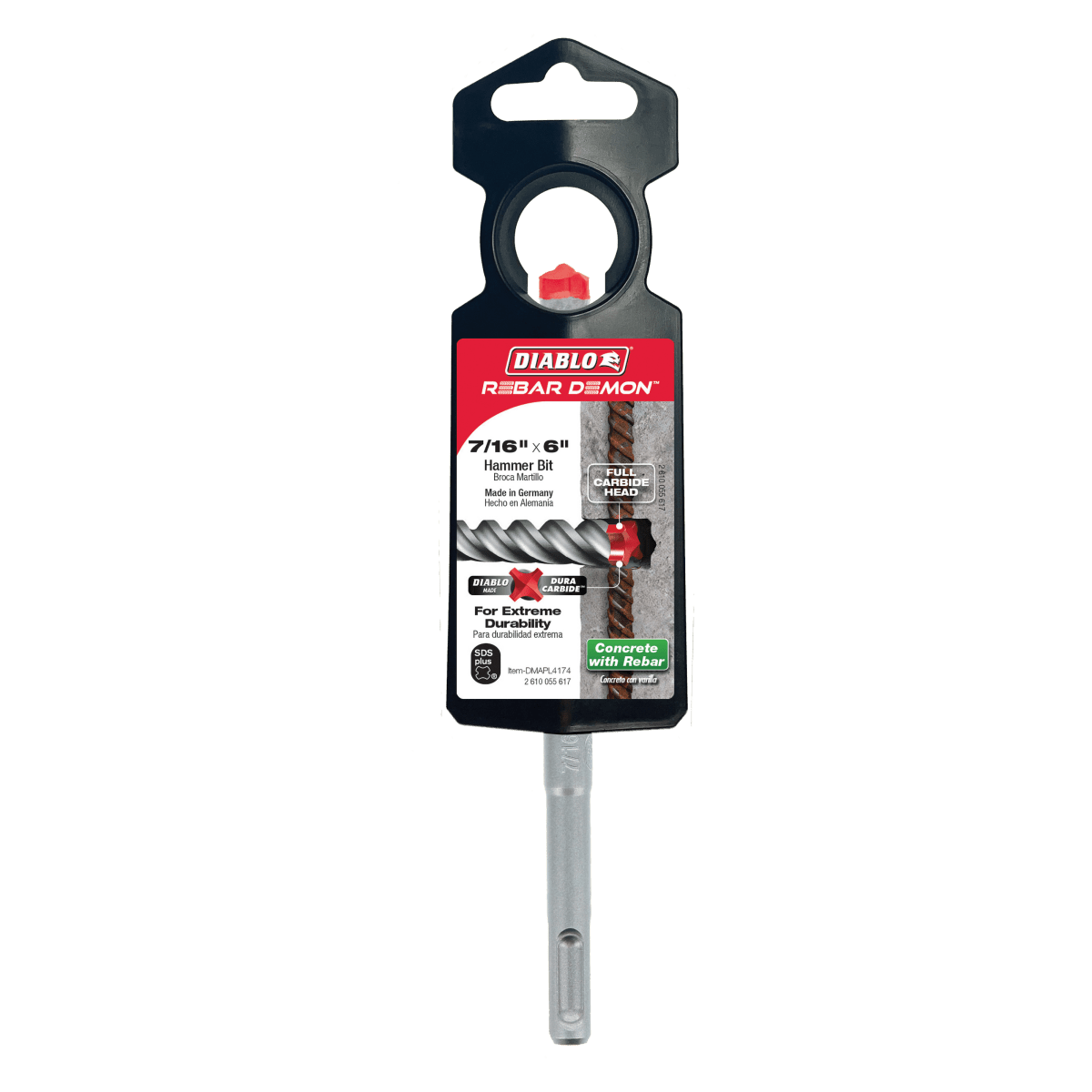 7/16" x 4" x 6" Rebar Demon™ SDS - Plus 4 - Cutter Full Carbide Head Hammer Drill Bit - AAA Industrial Supply