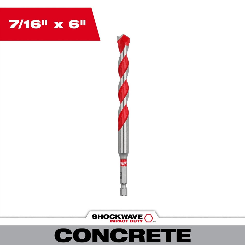 7/16" x 4" x 6" SHOCKWAVE™ Impact Duty Carbide Hammer Drill Bit with POWER TIP™ - AAA Industrial Supply