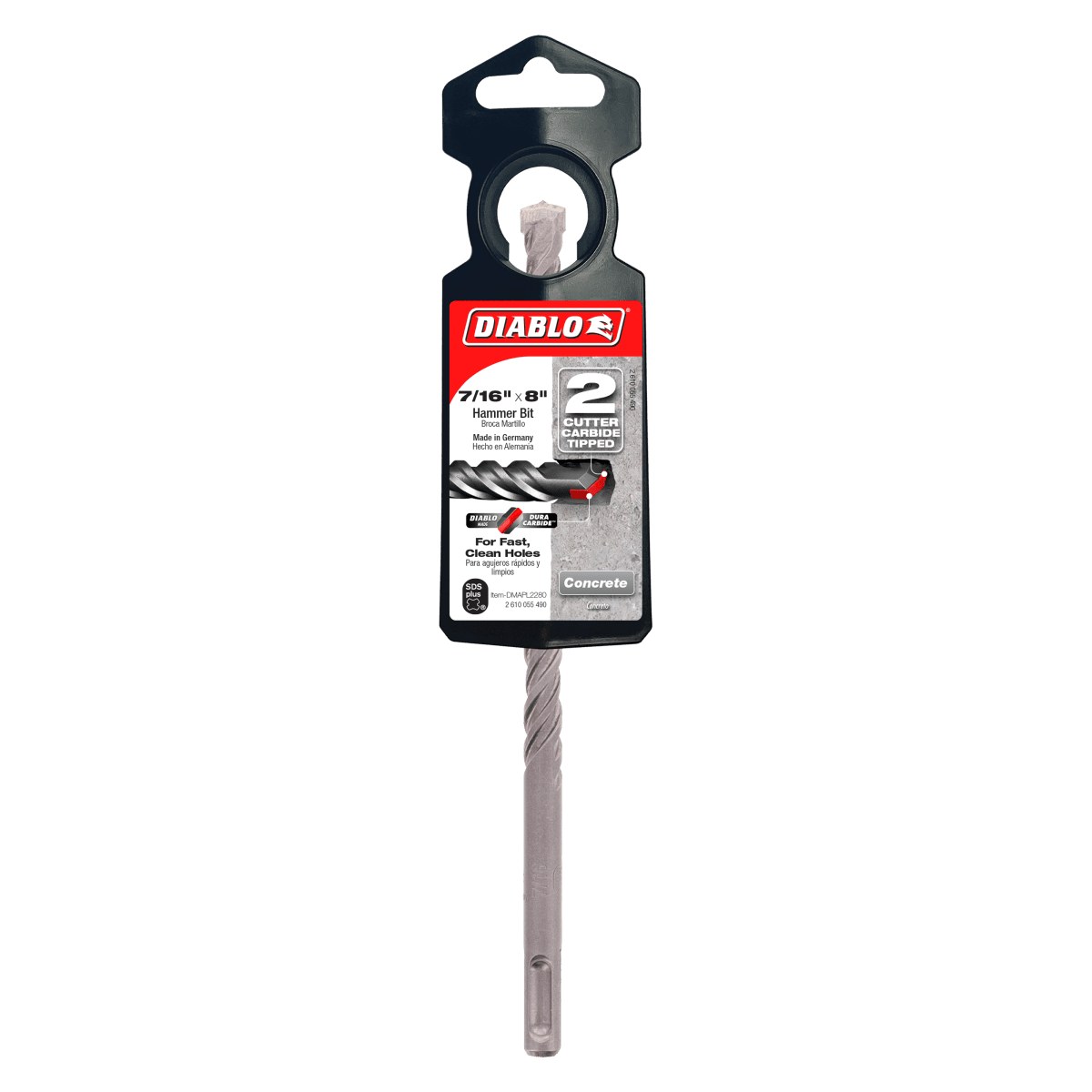 7/16" x 6" x 8" SDS - Plus 2 - Cutter Carbide - Tipped Hammer Drill Bit - AAA Industrial Supply