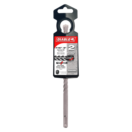 7/16" x 6" x 8" SDS - Plus 2 - Cutter Carbide - Tipped Hammer Drill Bit - AAA Industrial Supply