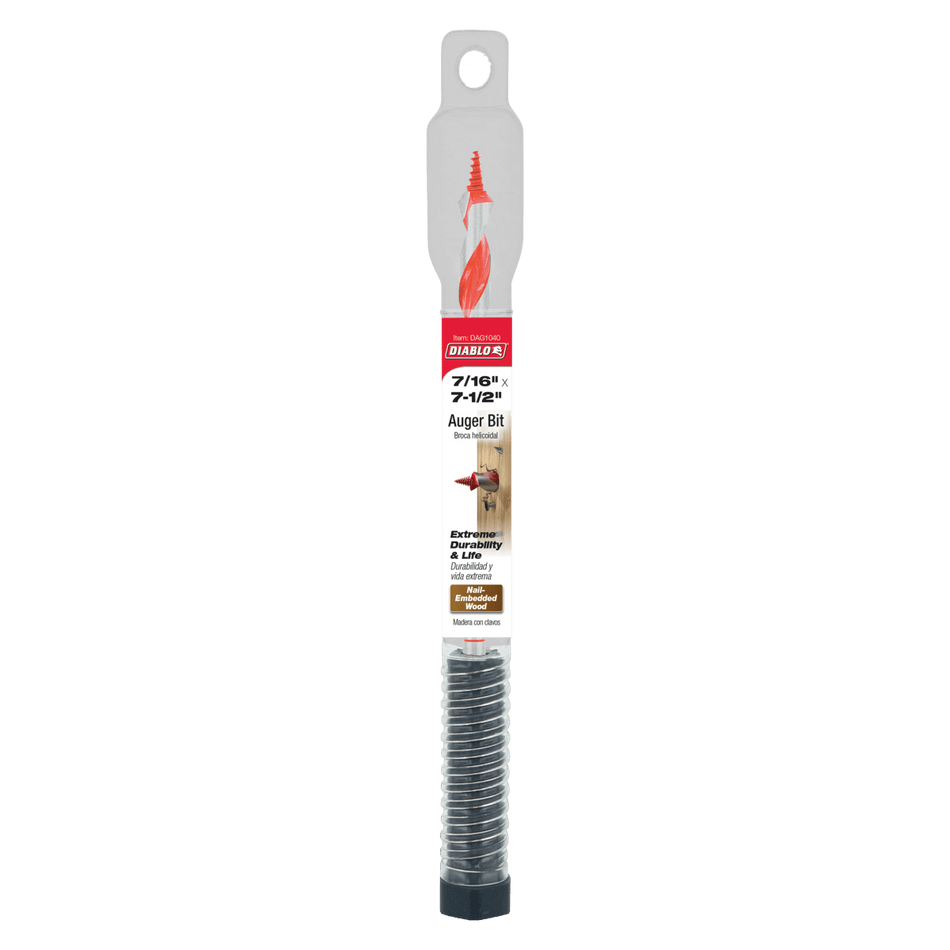 7/16" x 7 - 1/2" Auger Bit for Wood & Nail - Embedded Wood - AAA Industrial Supply