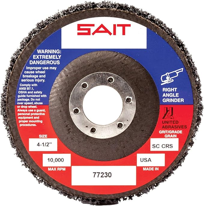 United Abrasives-SAIT 77230 Sait-Strip™ Type 27 Silicon Carbide Discs, 4-1/2" x 1/2" x 7/8", 4-Pack