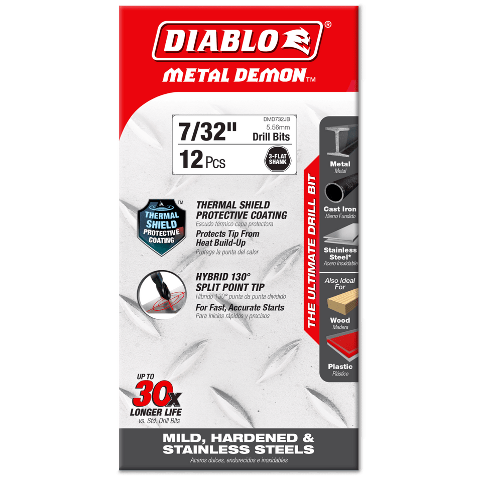 7/32" Metal Demon™ Drill Bits for Mild, Hardened and Stainless Steels - AAA Industrial Supply