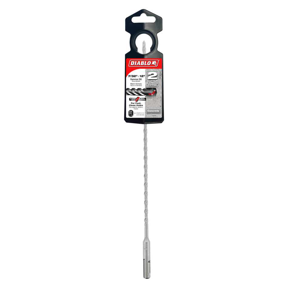 7/32" x 10" x 12" SDS - Plus 2 - Cutter Carbide - Tipped Hammer Drill Bit - AAA Industrial Supply