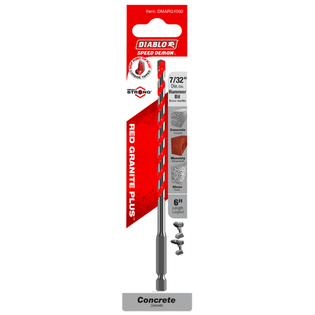 7/32" x 4" x 6" SPEEDemon™ Red Granite PLUS™ Carbide - Tipped Hammer Drill Bit - AAA Industrial Supply