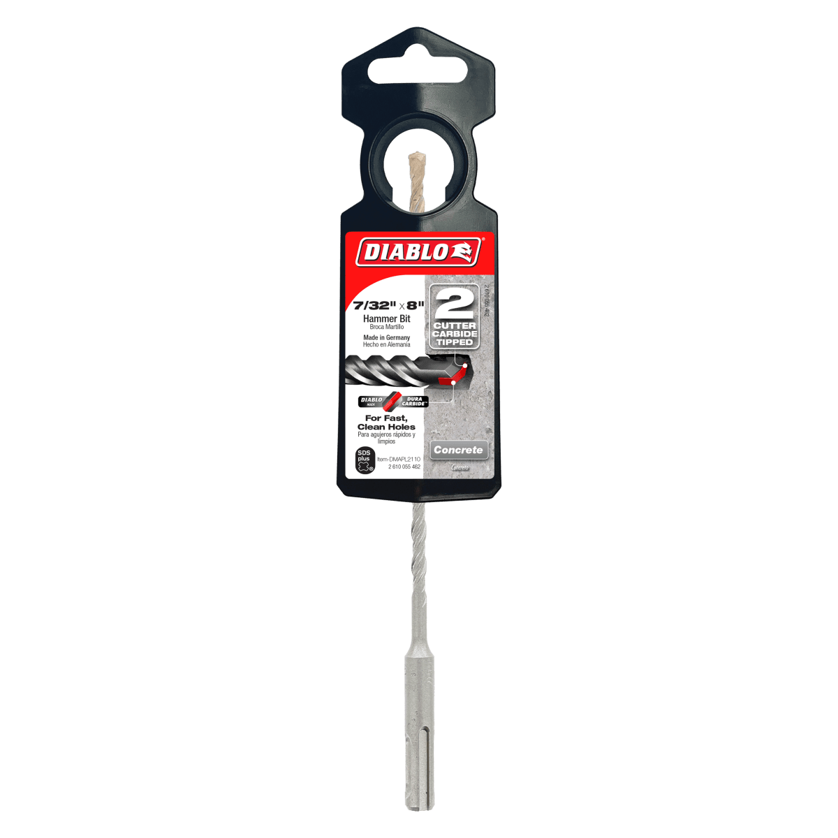7/32" x 6" x 8" SDS - Plus 2 - Cutter Carbide - Tipped Hammer Drill Bits - AAA Industrial Supply