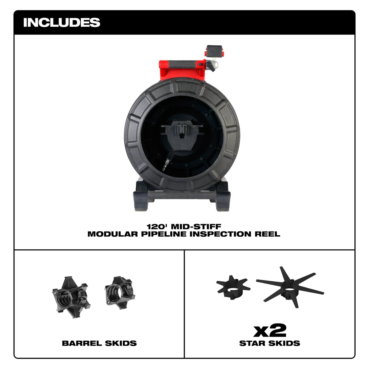 Milwaukee 120’ Mid-Stiff Modular Pipeline Inspection Reel