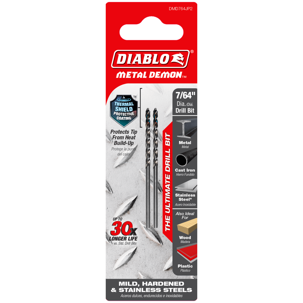 7/64" Metal Demon™ Drill Bits for Mild, Hardened and Stainless Steels (2 - pk) - AAA Industrial Supply