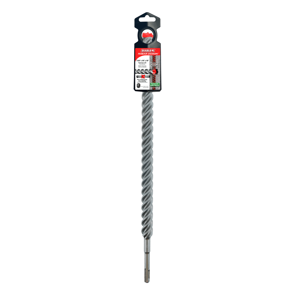 7/8" x 16" x 18" Rebar Demon™ SDS - Plus 4 - Cutter Full Carbide Head Hammer Drill Bit - AAA Industrial Supply