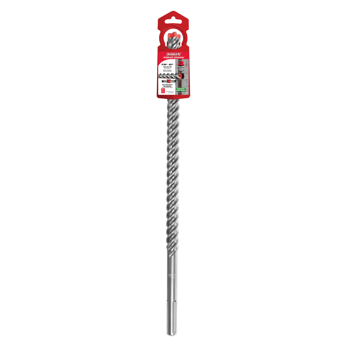 7/8" x 16" x 21" Rebar Demon™ SDS - Max 4 - Cutter Full Carbide Head Hammer Drill Bit - AAA Industrial Supply