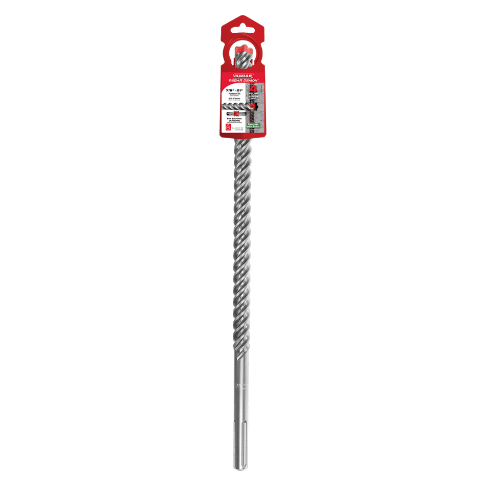 7/8" x 16" x 21" Rebar Demon™ SDS - Max 4 - Cutter Full Carbide Head Hammer Drill Bit - AAA Industrial Supply