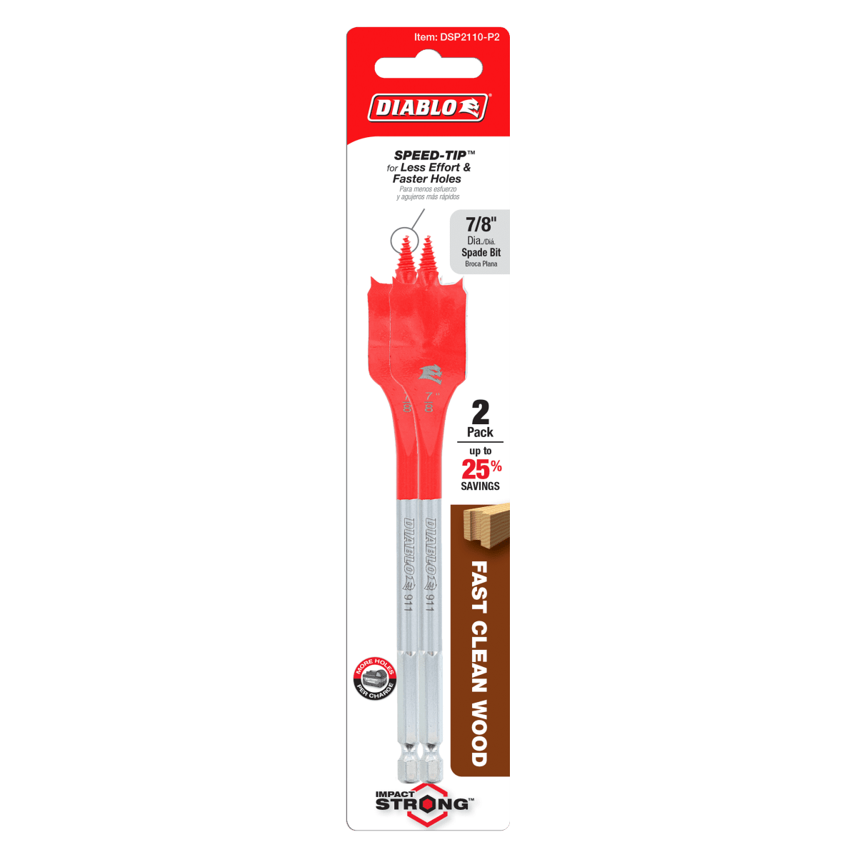 7/8" x 6" Spade Bits for Wood (2 - pk) - AAA Industrial Supply