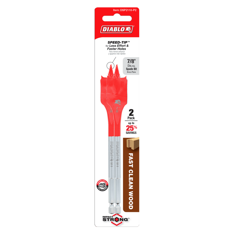 7/8" x 6" Spade Bits for Wood (2 - pk) - AAA Industrial Supply