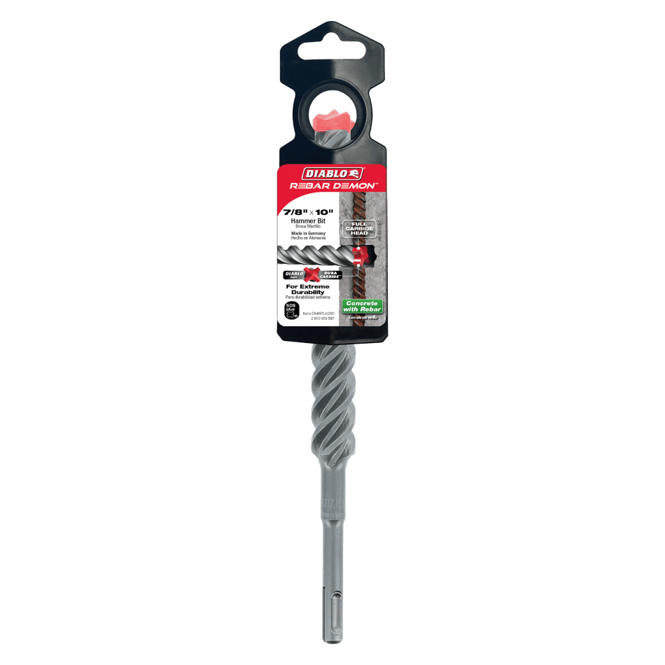 7/8" x 8" x 10" Rebar Demon™ SDS - Plus 4 - Cutter Full Carbide Head Hammer Drill Bit - AAA Industrial Supply
