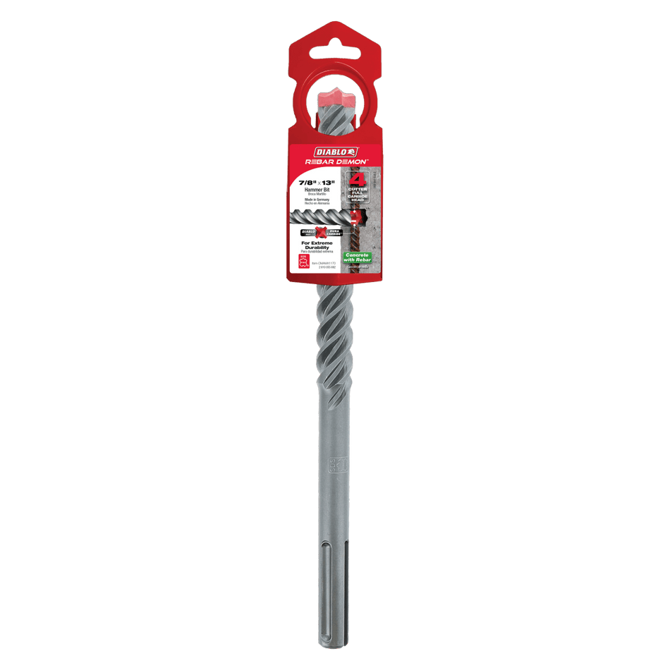 7/8" x 8" x 13" Rebar Demon™ SDS - Max 4 - Cutter Full Carbide Head Hammer Drill Bit - AAA Industrial Supply