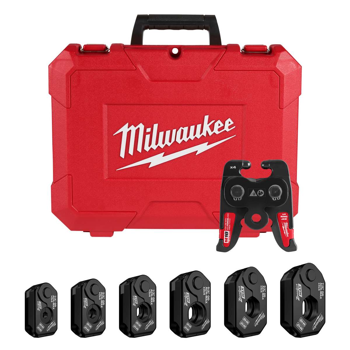 Milwaukee ¼” – 7/8” ZoomLock MAX® & >B< MaxiPro® Pivoting Press Ring Kit for M18™ FORCE LOGIC™ Press Tool