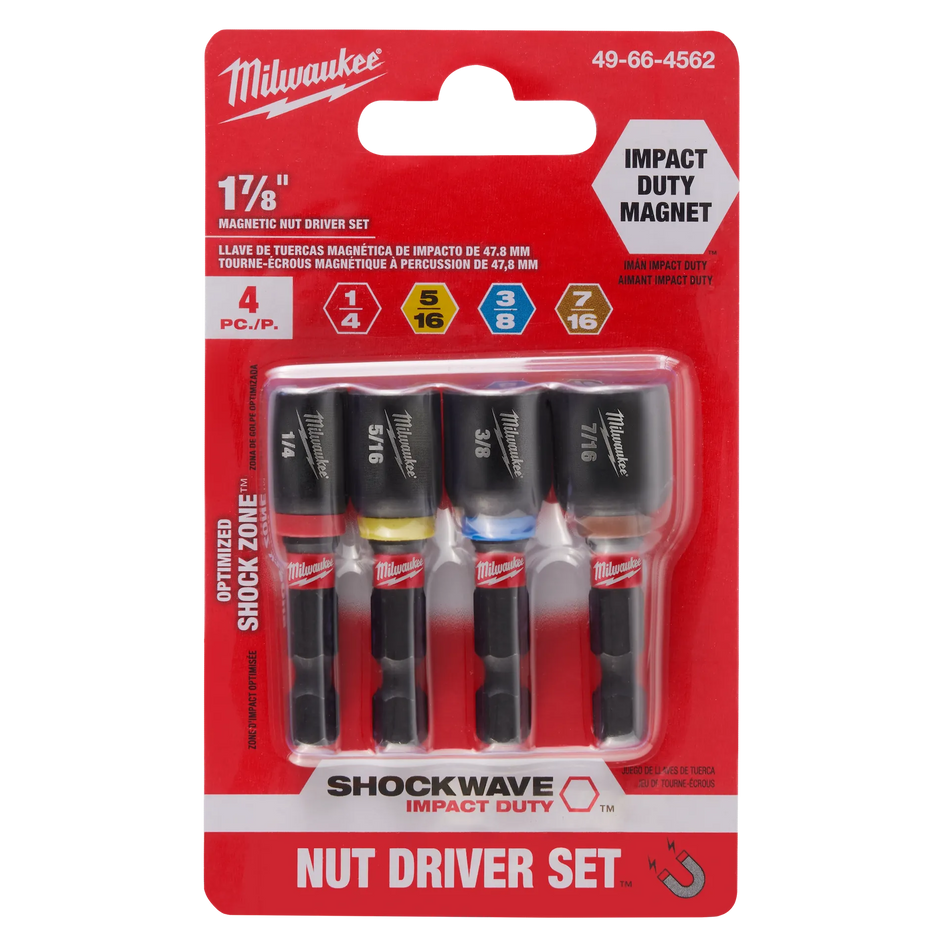 4PC SHOCKWAVE™ Impact Duty 1-7/8" Magnetic Nut Driver Set