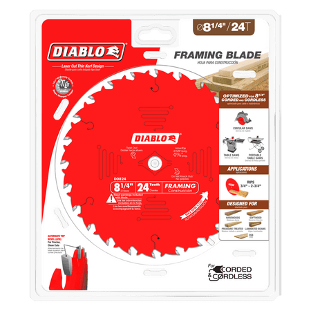 8 - 1/4" x 24 - Teeth Framing Saw Blade for Wood - AAA Industrial Supply