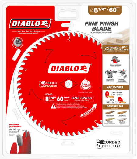 8 - 1/4" x 60 - Teeth Fine Finish Saw Blade for Wood - AAA Industrial Supply