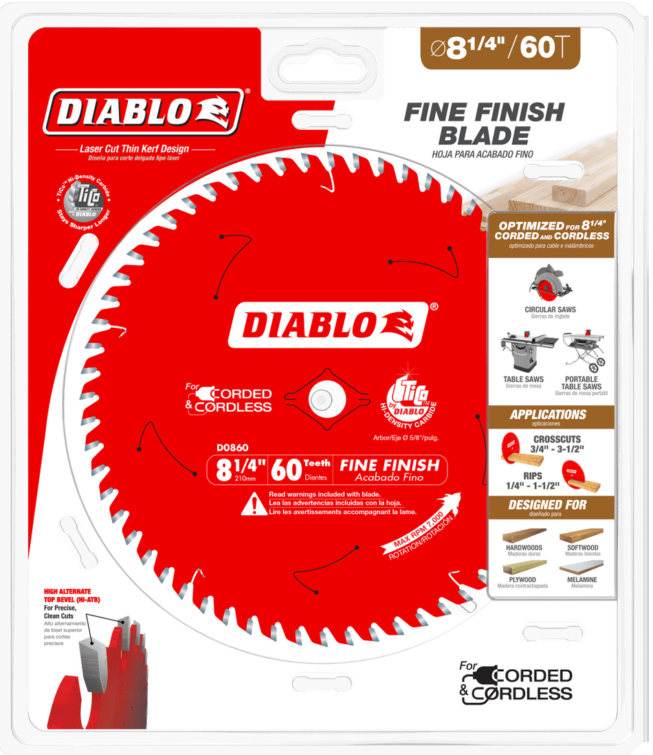 8 - 1/4" x 60 - Teeth Fine Finish Saw Blade for Wood - AAA Industrial Supply