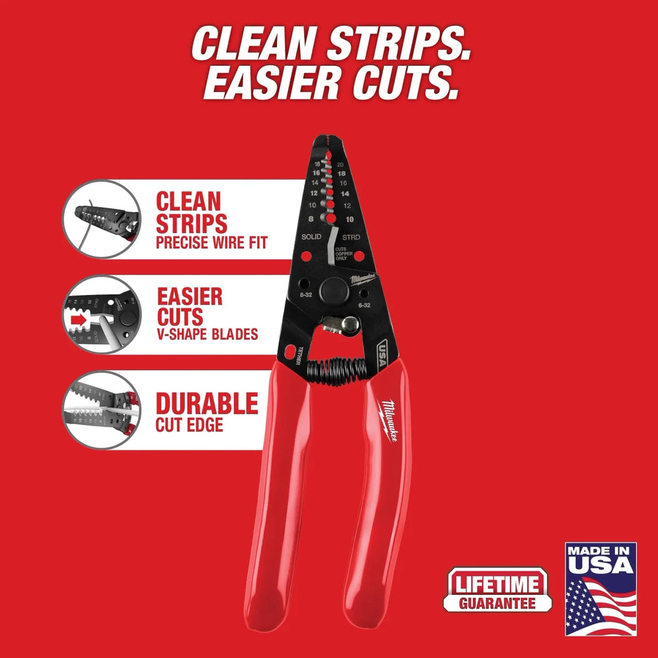 8-20 AWG Dipped Grip Wire Stripper & Cutter (USA) - AAA Industrial Supply