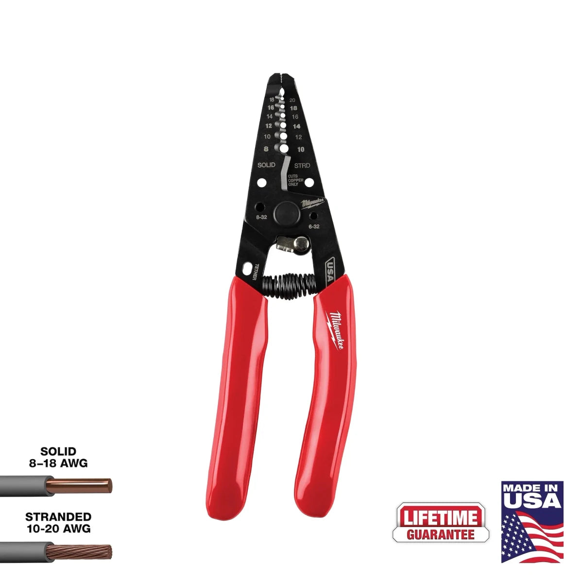 8-20 AWG Dipped Grip Wire Stripper & Cutter (USA) - AAA Industrial Supply