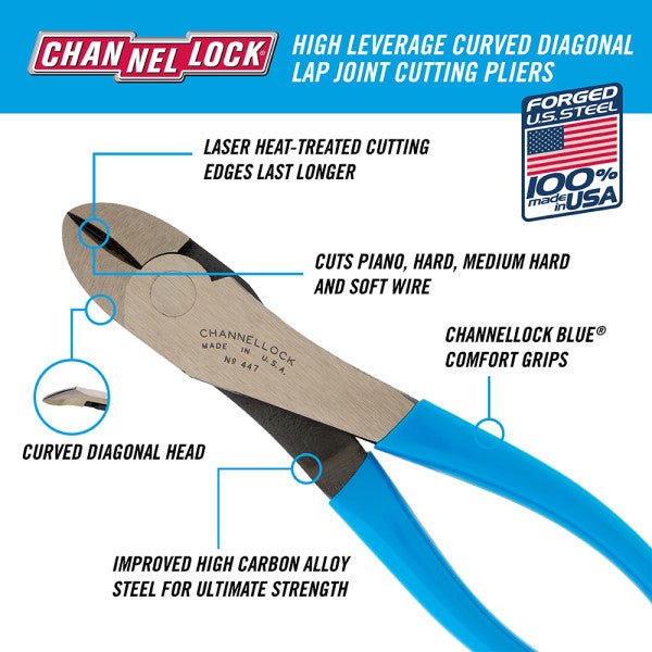 8" Channellock HL Diag Cutting Plier - AAA Industrial Supply