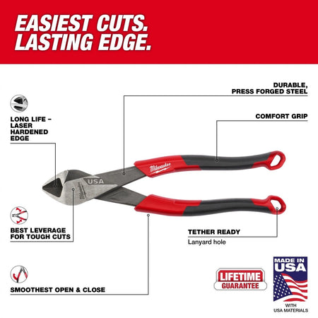 8" Diagonal Comfort Grip Cutting Pliers (USA) - AAA Industrial Supply