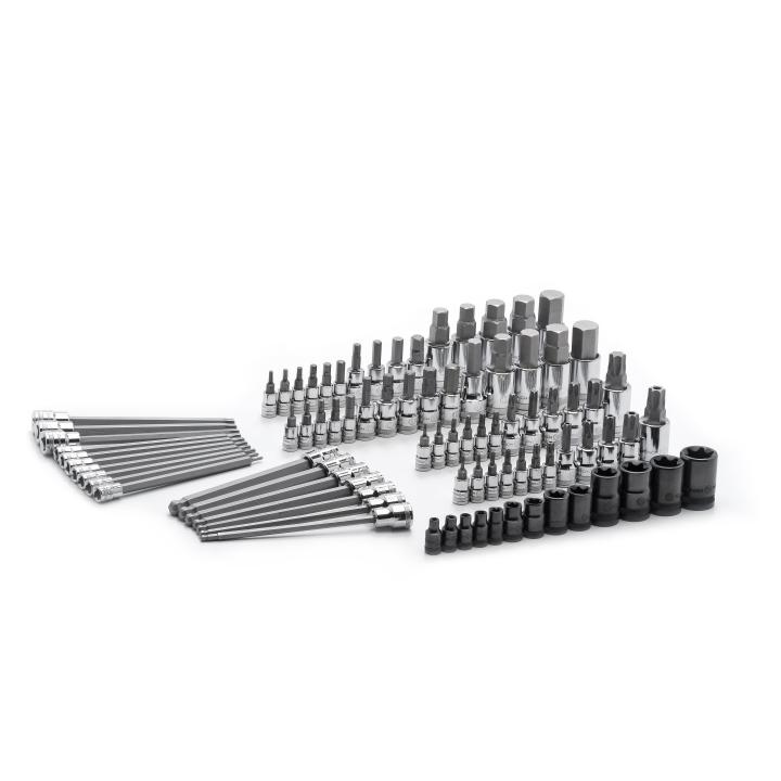 84 Piece 1/4", 3/8" & 1/2" Drive Hex/Ball End Hex/Tamper Proof Torx®/External Torx®/Torx® SAE/Metric Bit Set - AAA Industrial Supply