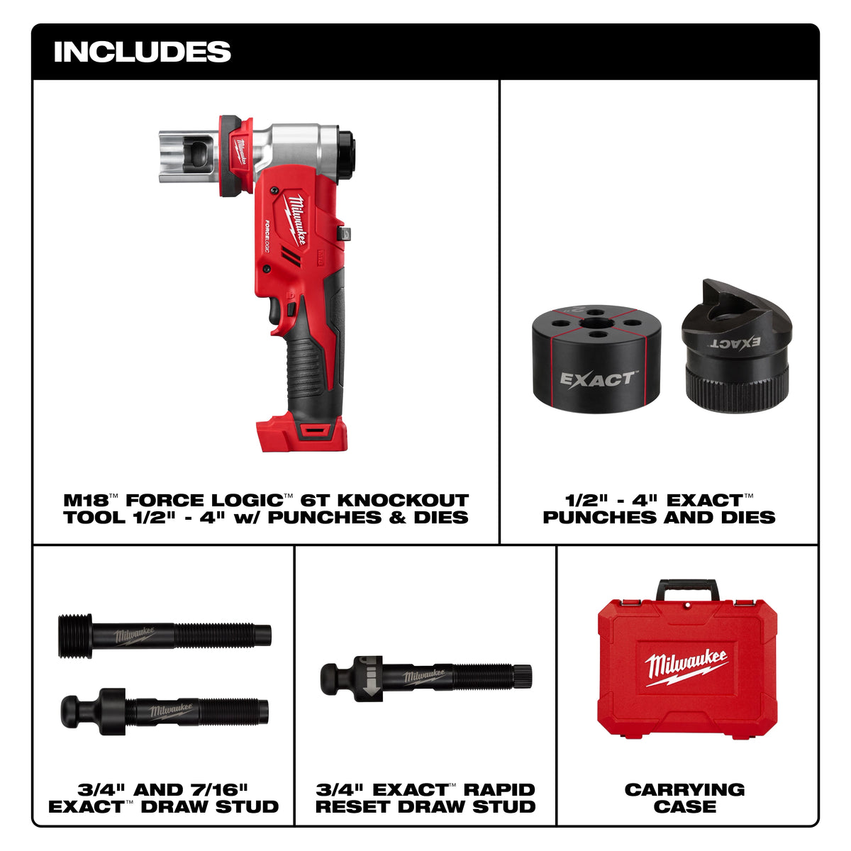 Milwaukee M18™ FORCE LOGIC™ 6T Knockout Tool 1/2" - 4"