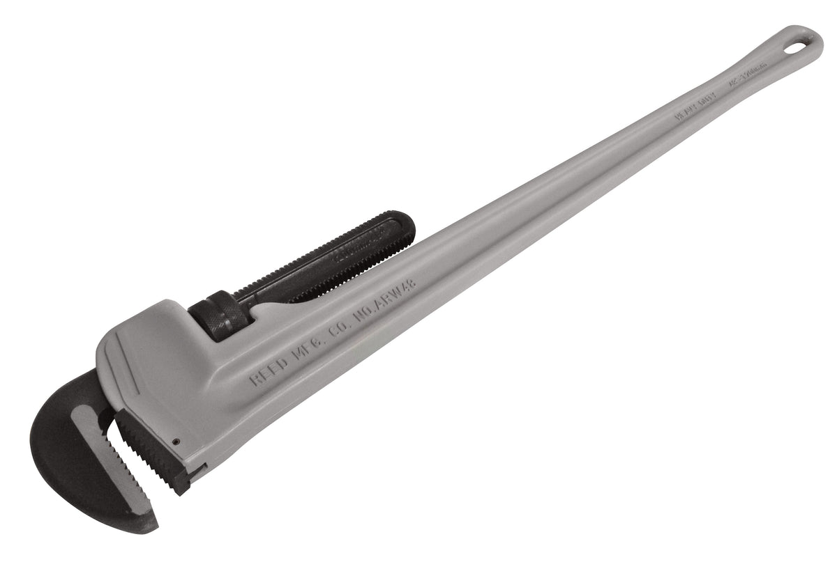 Heavy-Duty Straight Pipe Wrench, 48 in OAL, 1-1/2 to 6 in Jaw, Aluminum Jaw