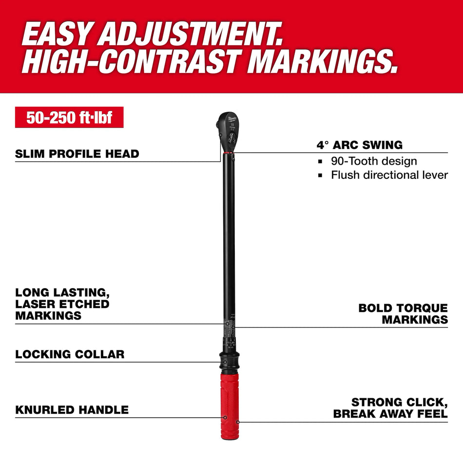 1/2" Drive Click Torque Wrench (50-250 ft·lbf)