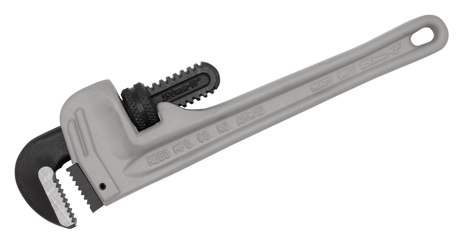 Heavy-Duty Straight Pipe Wrench, 10 in OAL, 1/8 to 1-1/2 in Jaw, Aluminum Jaw
