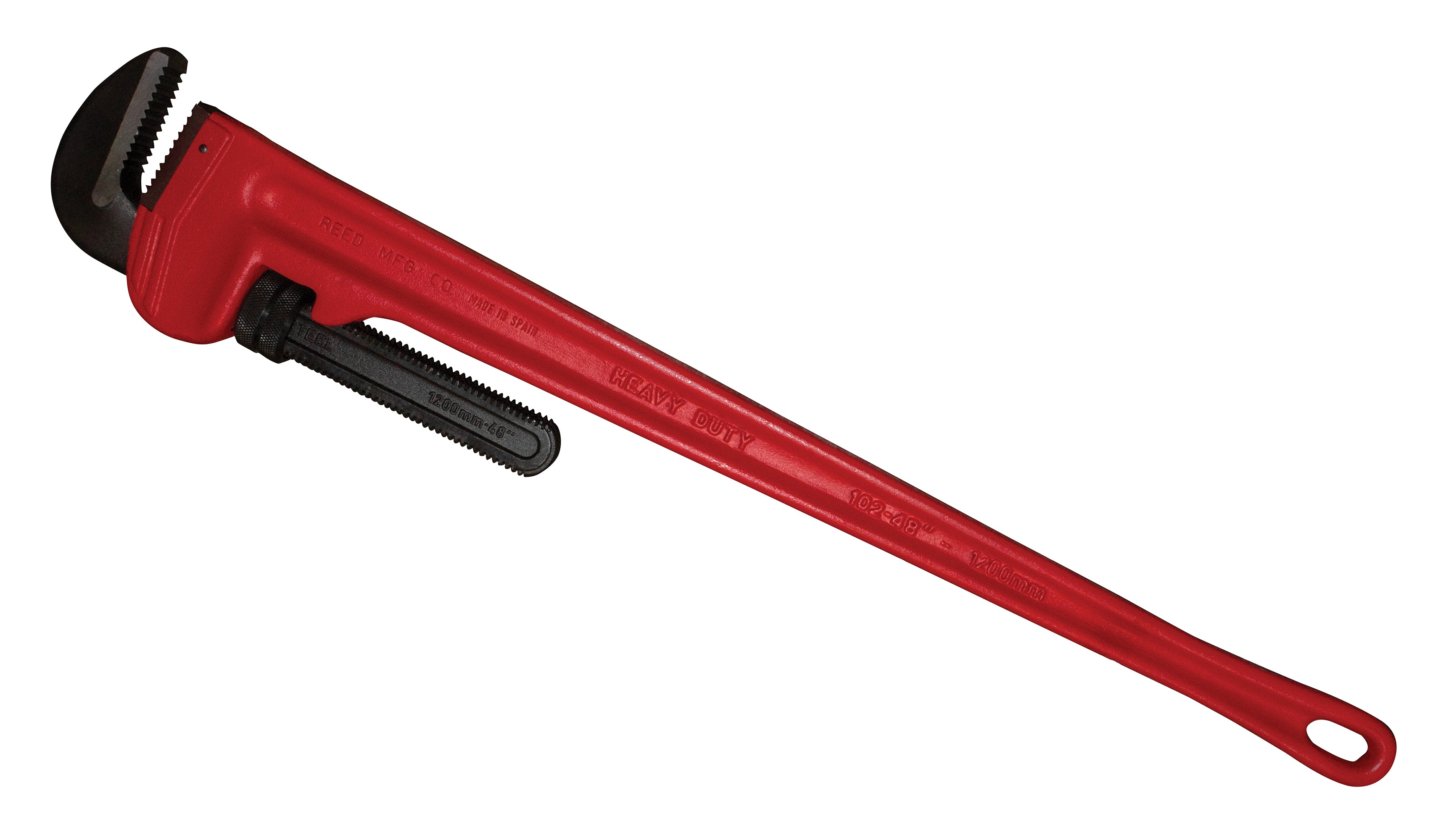 Heavy-Duty Pipe Wrench, 48 in OAL, 1-1/2 to 6 in Jaw, Straight Handle